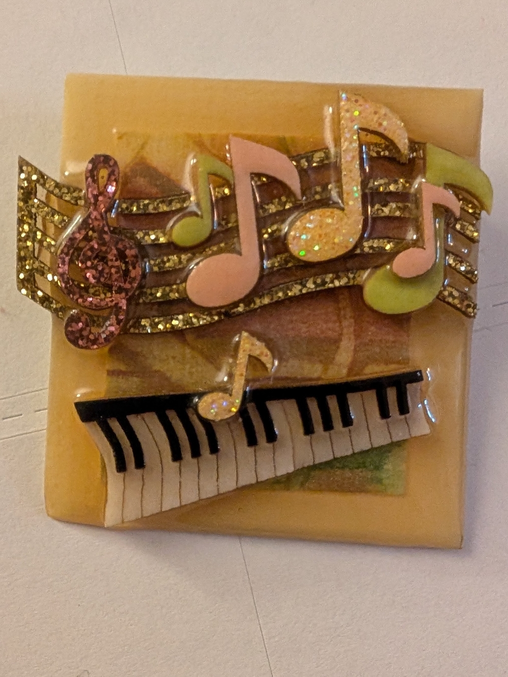 Vintage Lucinda Music Note & Piano Enamel Brooch
